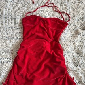 SHEIN Vibrant Red Strapless Dress